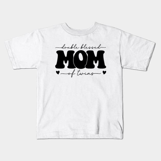 Double Blessed Mom Of Twins Kids T-Shirt by GreenCraft